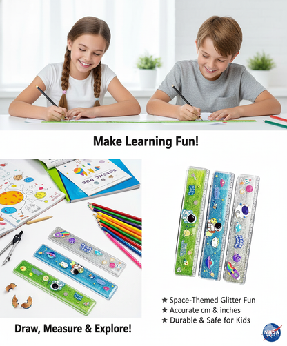 🚀 Floating Stars Liquid Glitter Rulers - Space Time! 🌌
