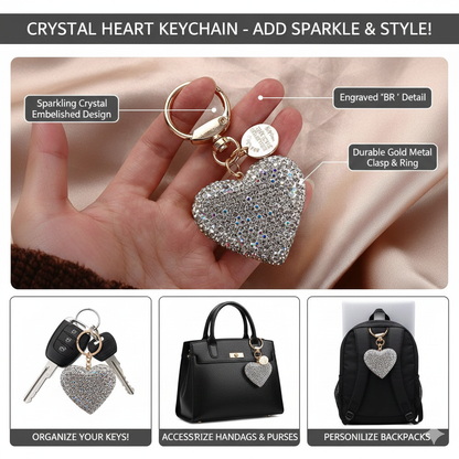 💎 Dazzling Rhinestone Heart Keychain - Sparkle &amp; Charm! 💖