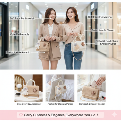 🐇 Luxury Fluffy Bunny Bag with Pearl Handle 💖