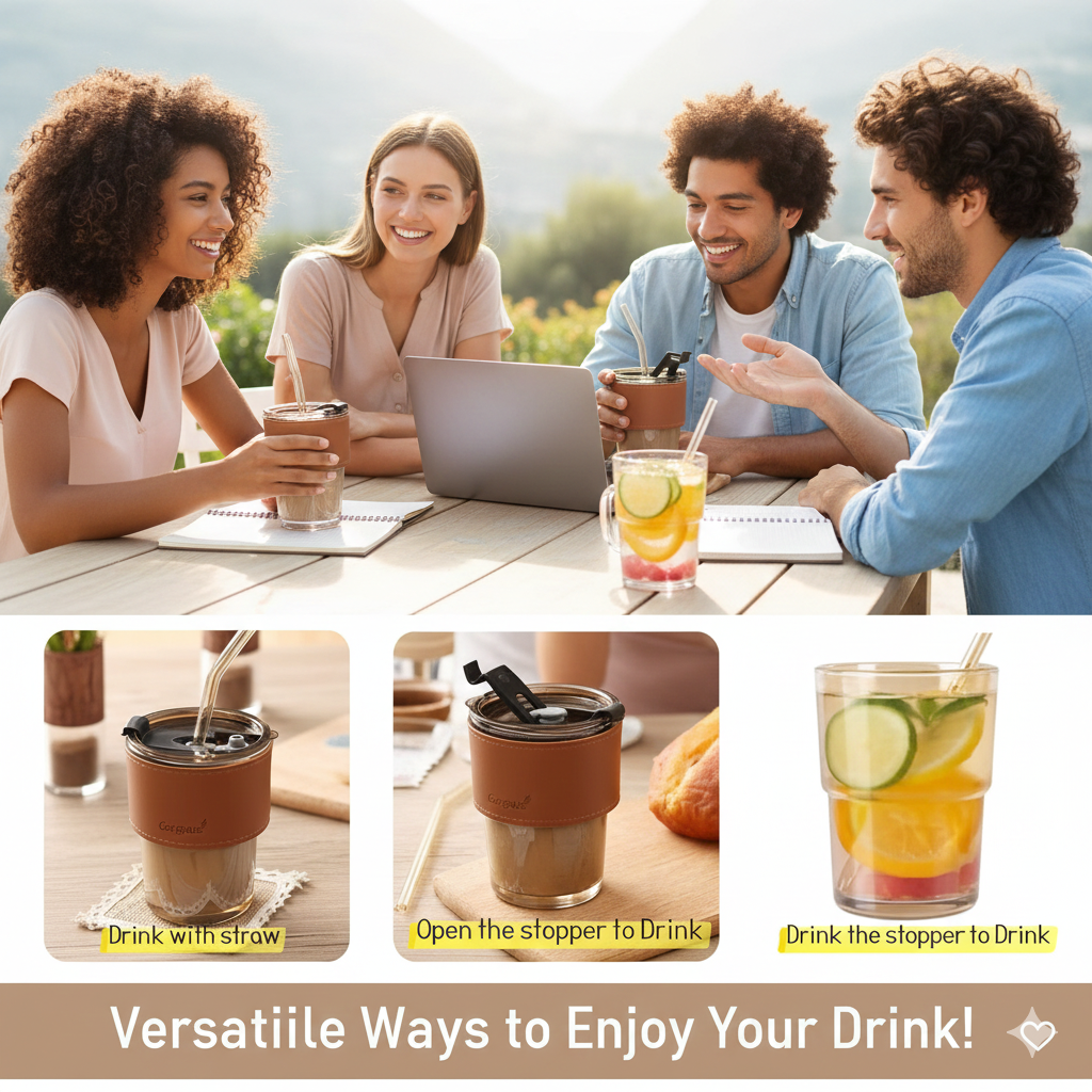 Glass Tumbler with Leather Sleeve