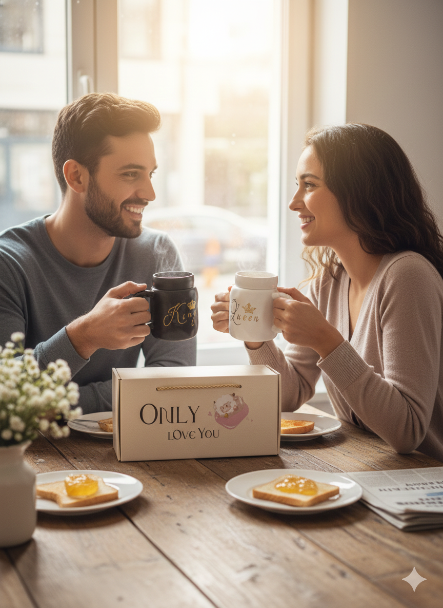 👑 King &amp; Queen Royalty Mug Gift Set - "Only Love You" Edition 🖤🤍