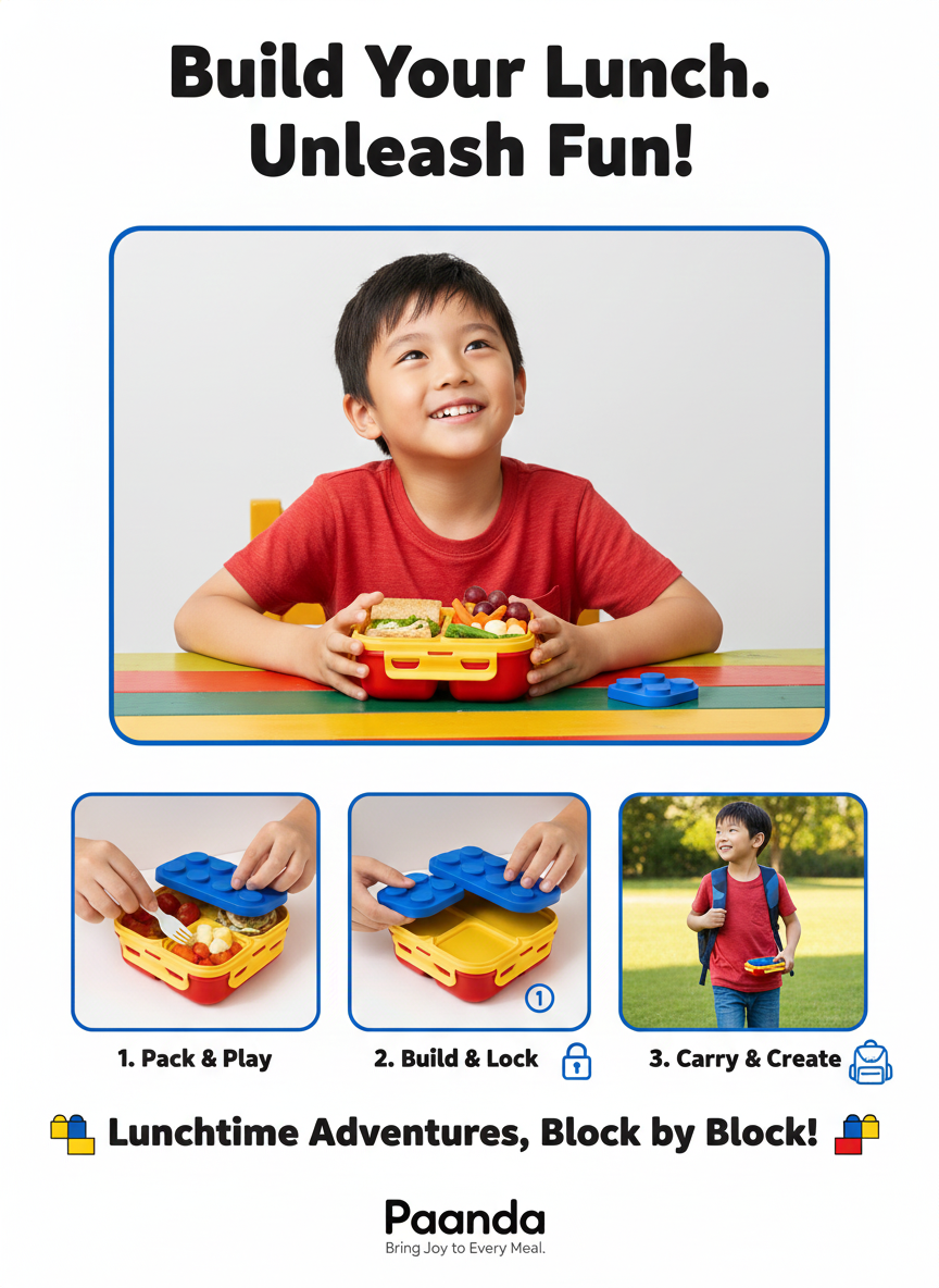 🧱 Building Block Fun Lunch Box - Playful Mealtime! 🌈