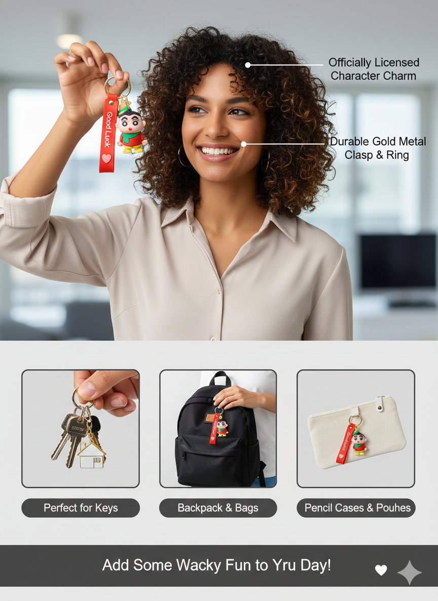 🍀 Shin-chan "Good Luck" Keychain - Cute &amp; Sassy! 💖