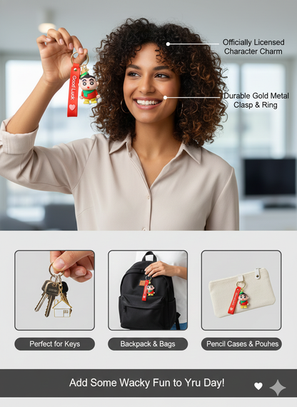 🍀 Shin-chan "Good Luck" Keychain - Cute &amp; Sassy! 💖