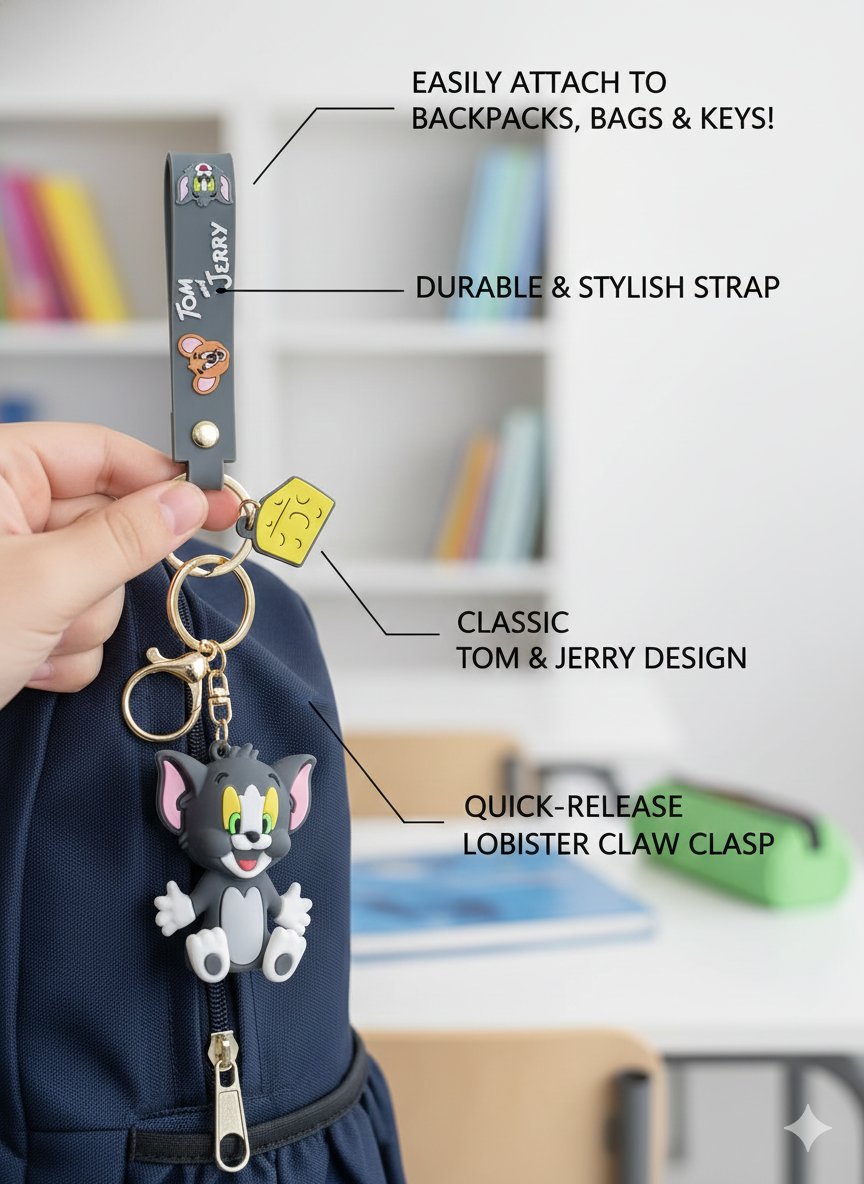 🧀 Tom and Jerry Classic Cartoon Keychain 🐱🐭