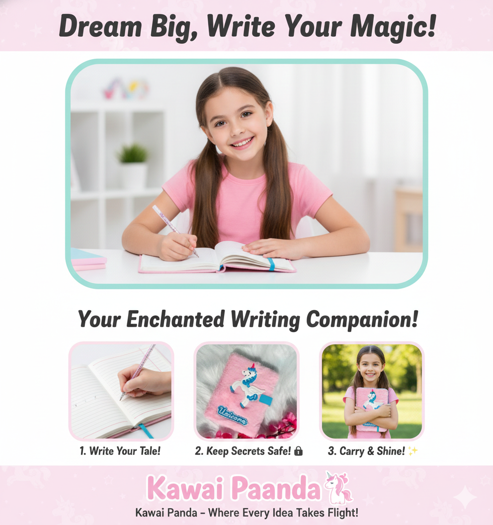 🦄 Fluffy Pink Unicorn Plush Diary - Dream in Softness! 💖